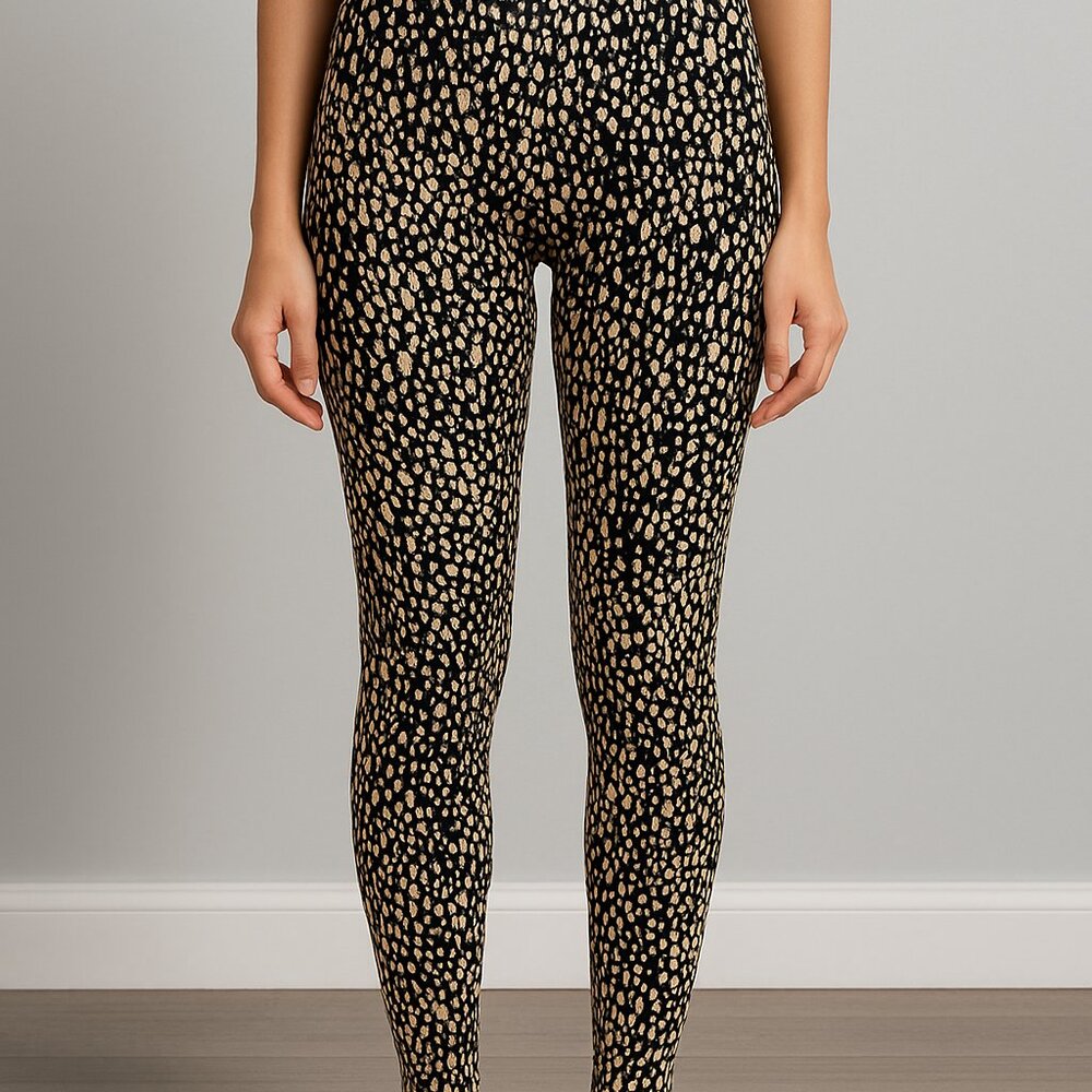 H&M Black & Beige Abstract Print Pants